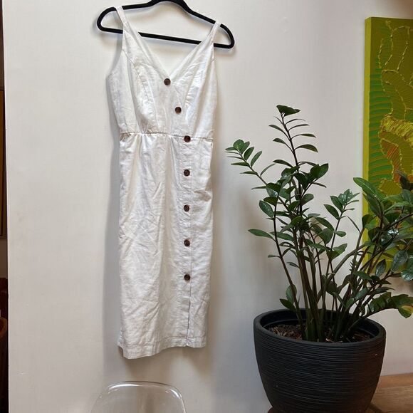 Maurices White Button-Up Linen-Blend Wrap Dress - Picture 7 of 9